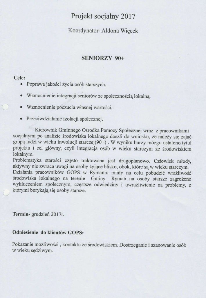 Projekt "Seniorzy 90+"